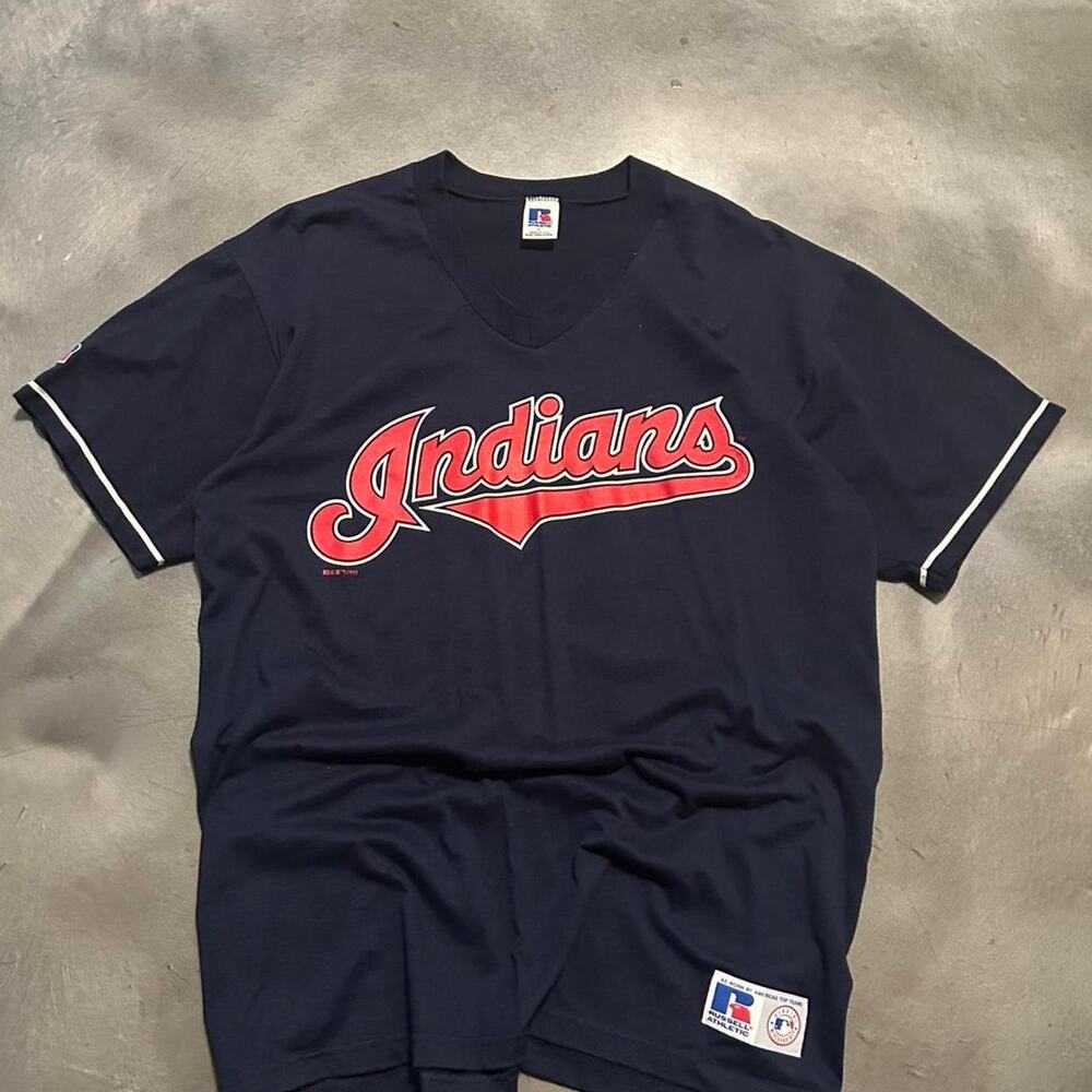 Russell Athletic Blue T-Shirts Vintage 1995 russell cleveland indians Large